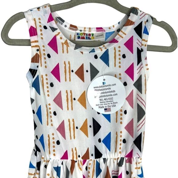 NEW Dot Dot Smile White Multicolor Geometric Tank Dress 12-24M - Picture 3 of 7